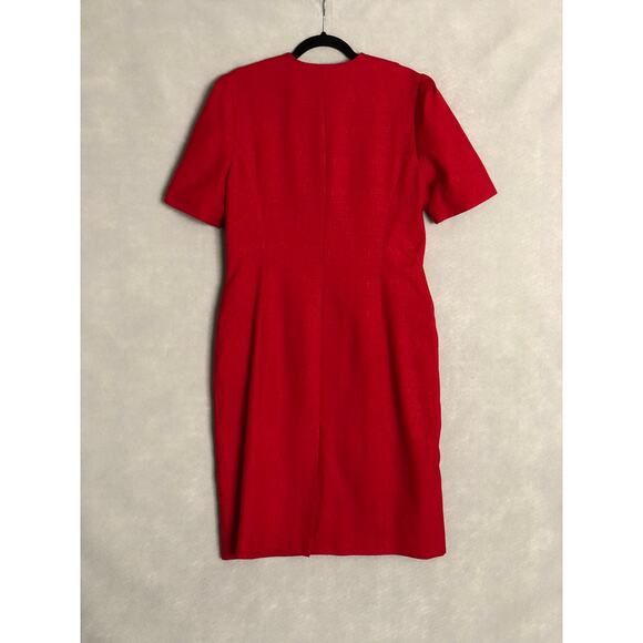 Kasper ASL Women's Size 12 Double Breasted Midi Dress Red - Picture 6 of 9
